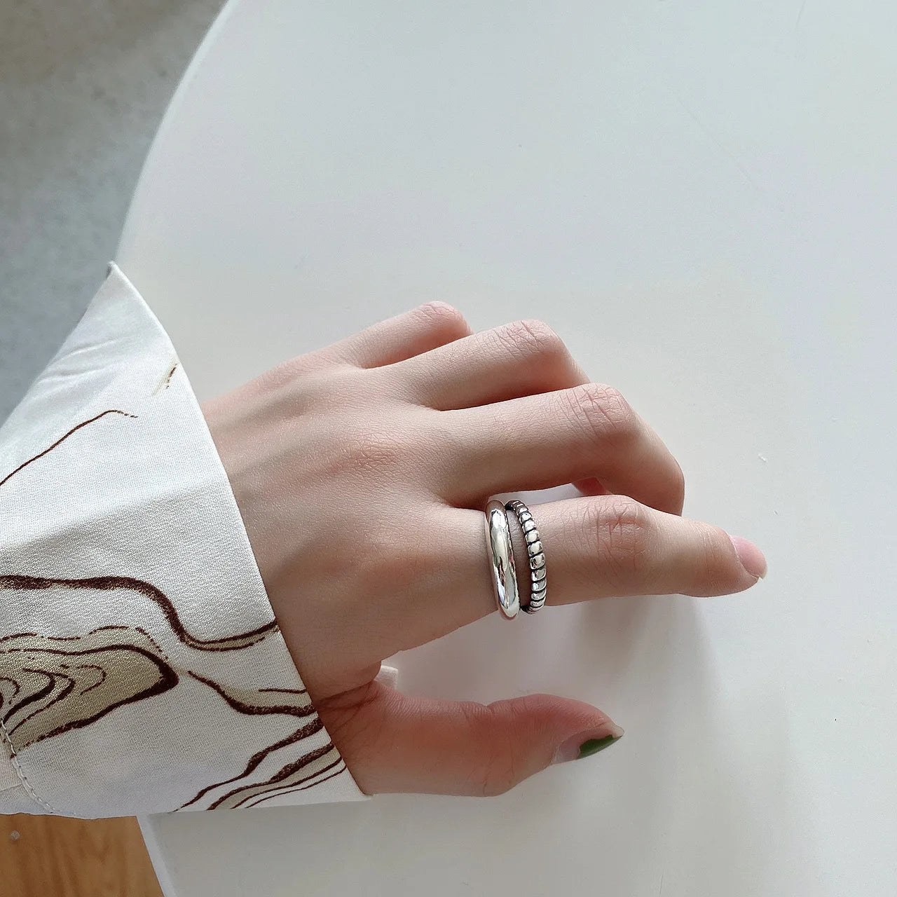 CHOZON S925 sterling silver open ring Double-layer Line Twist  Ring Female Golden Fashion Simple Open Jewelry Accessories