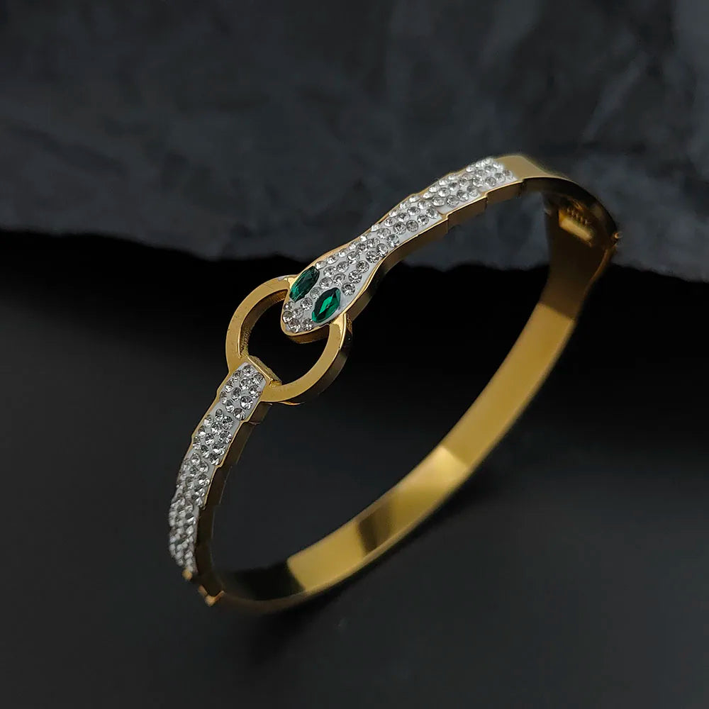 New gypsophila snake shape zircon stainless steel gold-plated bracelet, high quality waterproof silver bracelet for girls