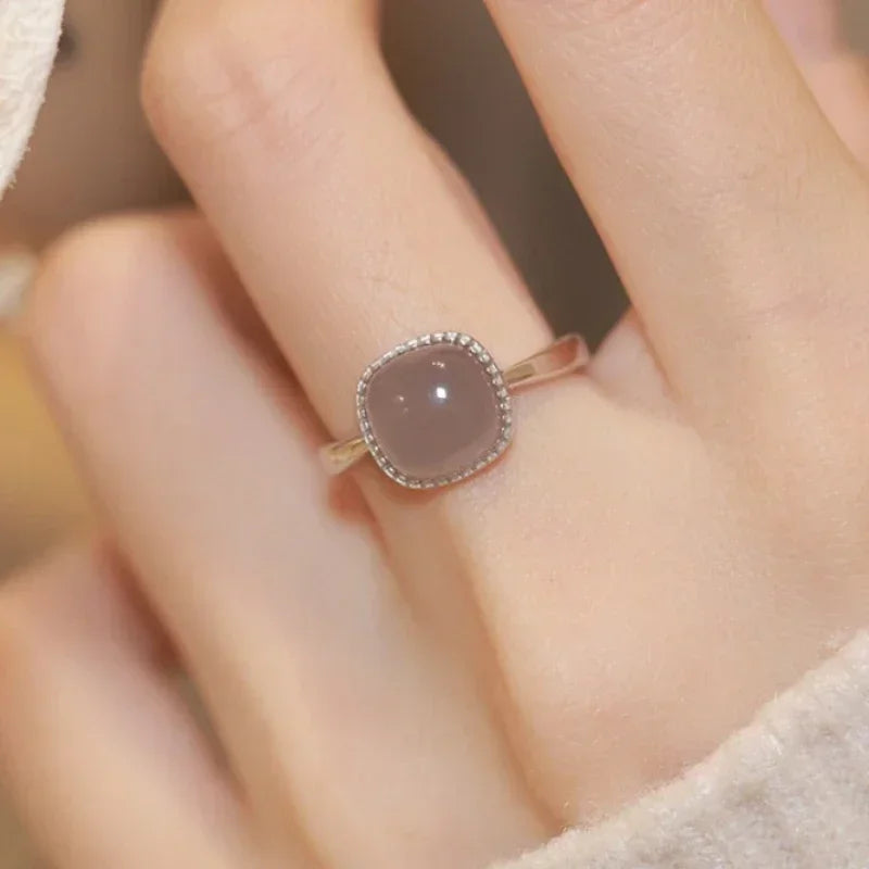 New Imitation Jade Rings Retro Rings Fashion Sweet Finger Ring for Women Simple Party Jewelry Festival Gift Adjustable Open Ring