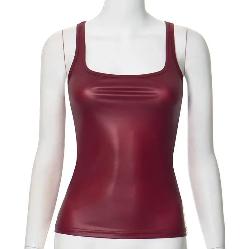 Summer New Solid Colour Slim Tank Top One-Piece Lace-Up Square Neck Sleeveless Y2k Tops Fashion Sexy Casual Women Clothing