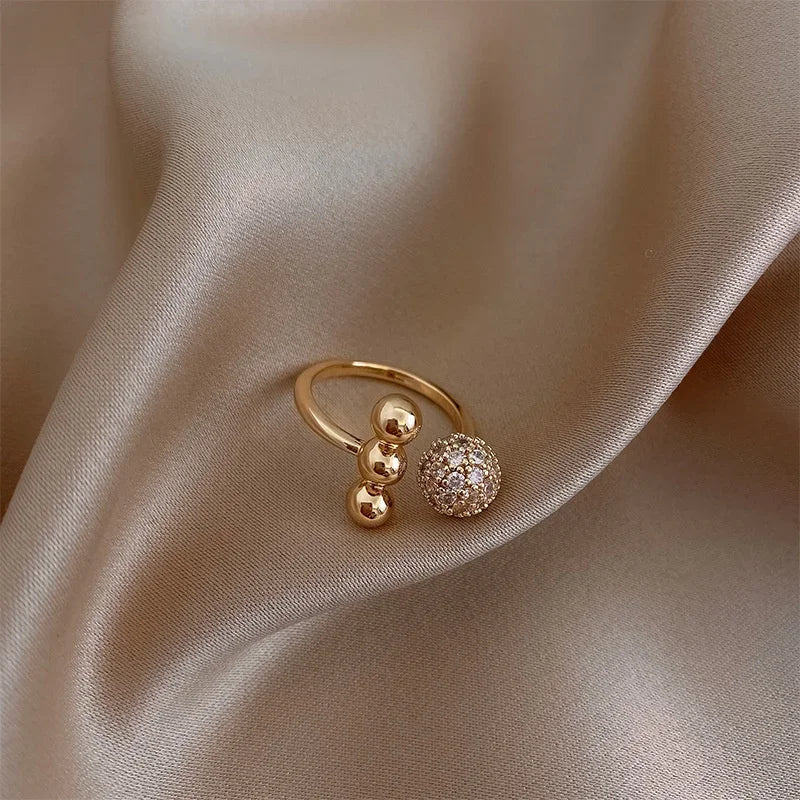 Stainless Steel Rings for Women Gold Color Couple Jewelry Aesthetic Accessorie Adjustable Punk Embossed Hollow Wide Rings