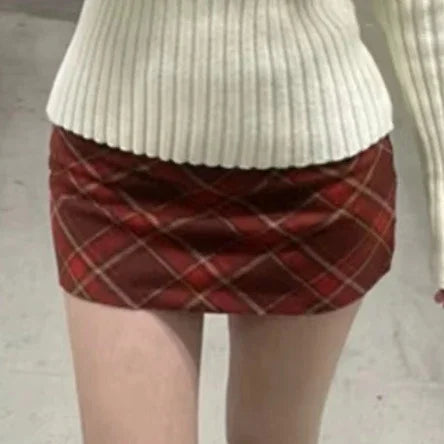 Autumn Winter Sweet Knitted Two Piece Sets Women Elegant Bow Sweater Tops Retro Plaid Mini Skirt Suit Harajuku Sexy Y2k Outfits