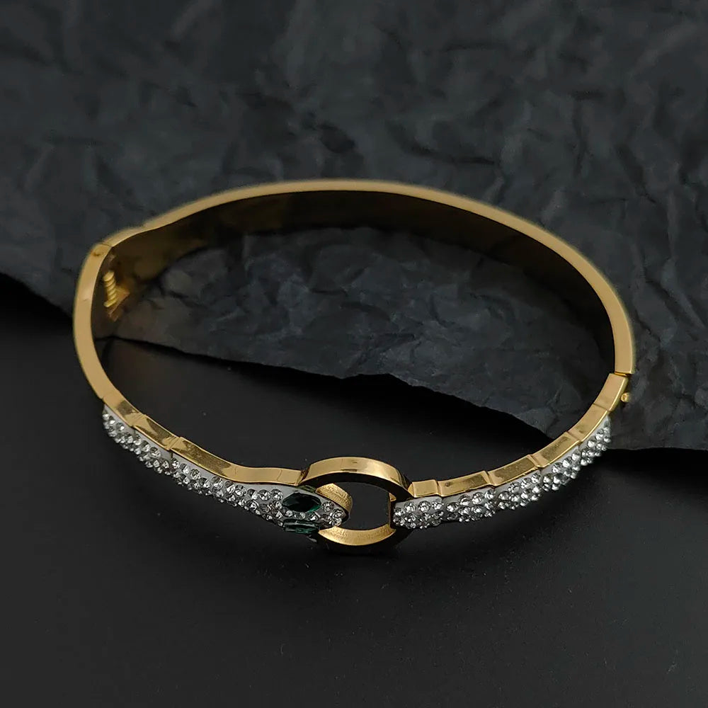 New gypsophila snake shape zircon stainless steel gold-plated bracelet, high quality waterproof silver bracelet for girls