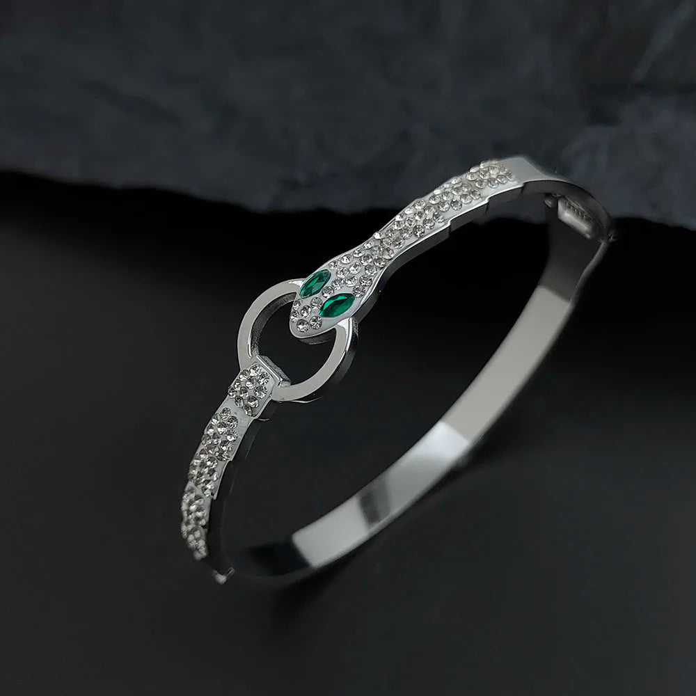 New gypsophila snake shape zircon stainless steel gold-plated bracelet, high quality waterproof silver bracelet for girls
