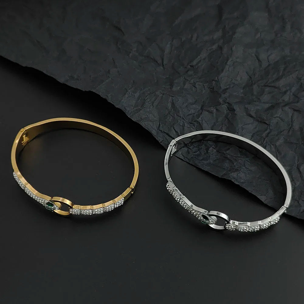 New gypsophila snake shape zircon stainless steel gold-plated bracelet, high quality waterproof silver bracelet for girls