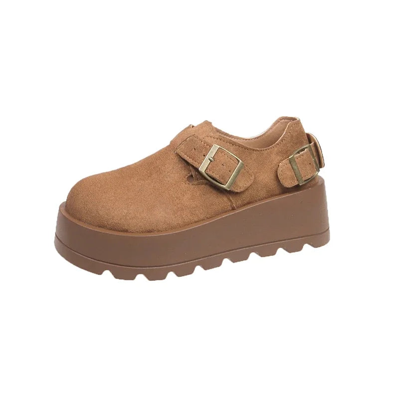 Women Hot Selling Classic Platform Shoes 2025 New Trend Brand Designer Casual Sneakers 5cm Height Increasing Flat Suede Loafers