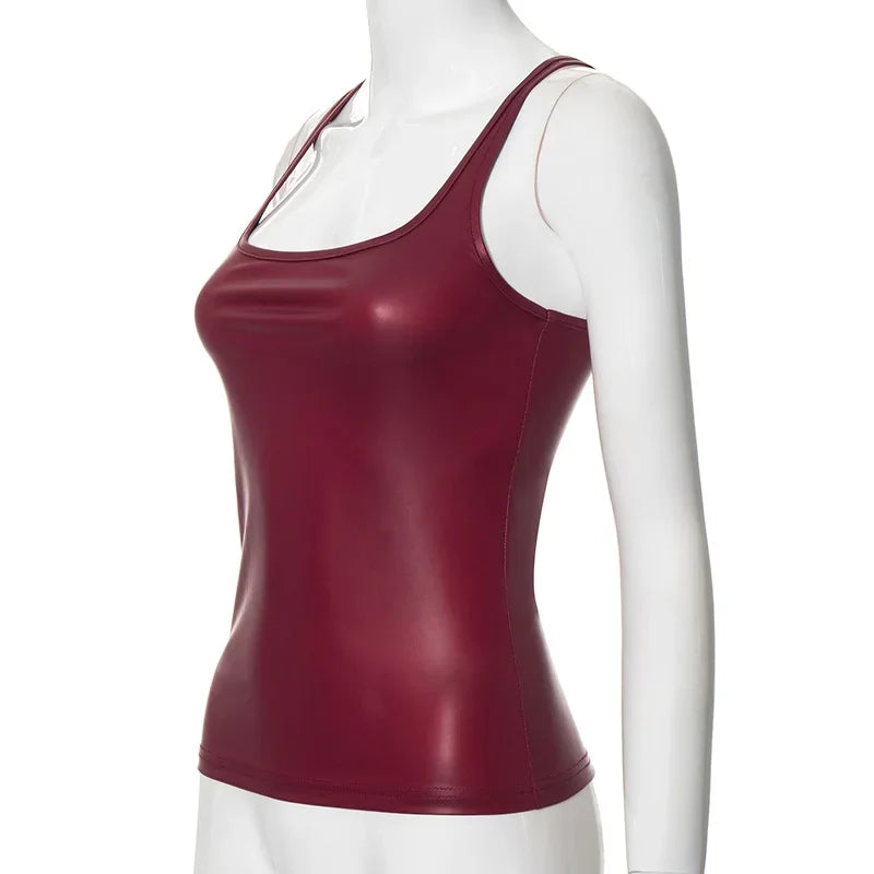 Summer New Solid Colour Slim Tank Top One-Piece Lace-Up Square Neck Sleeveless Y2k Tops Fashion Sexy Casual Women Clothing