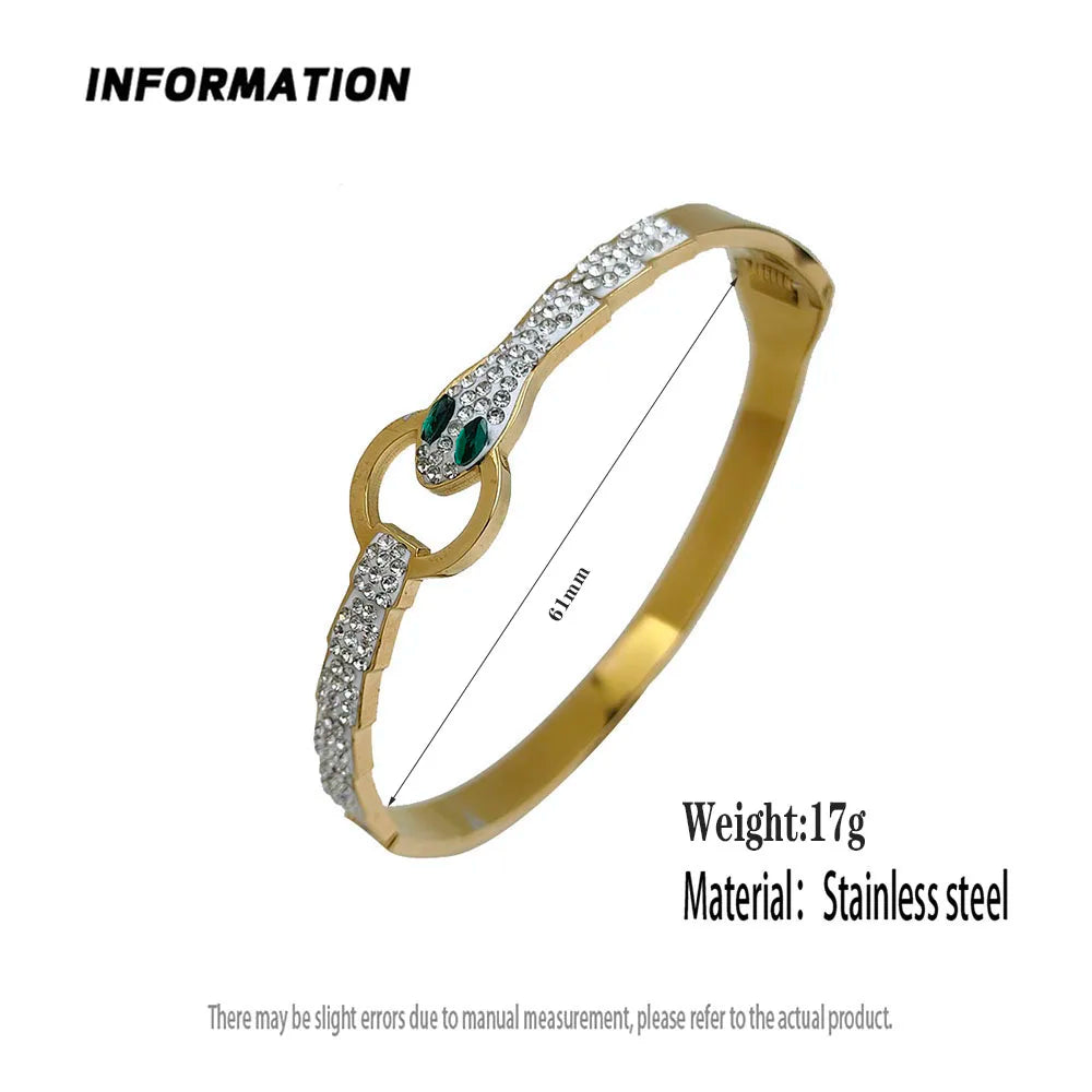 New gypsophila snake shape zircon stainless steel gold-plated bracelet, high quality waterproof silver bracelet for girls