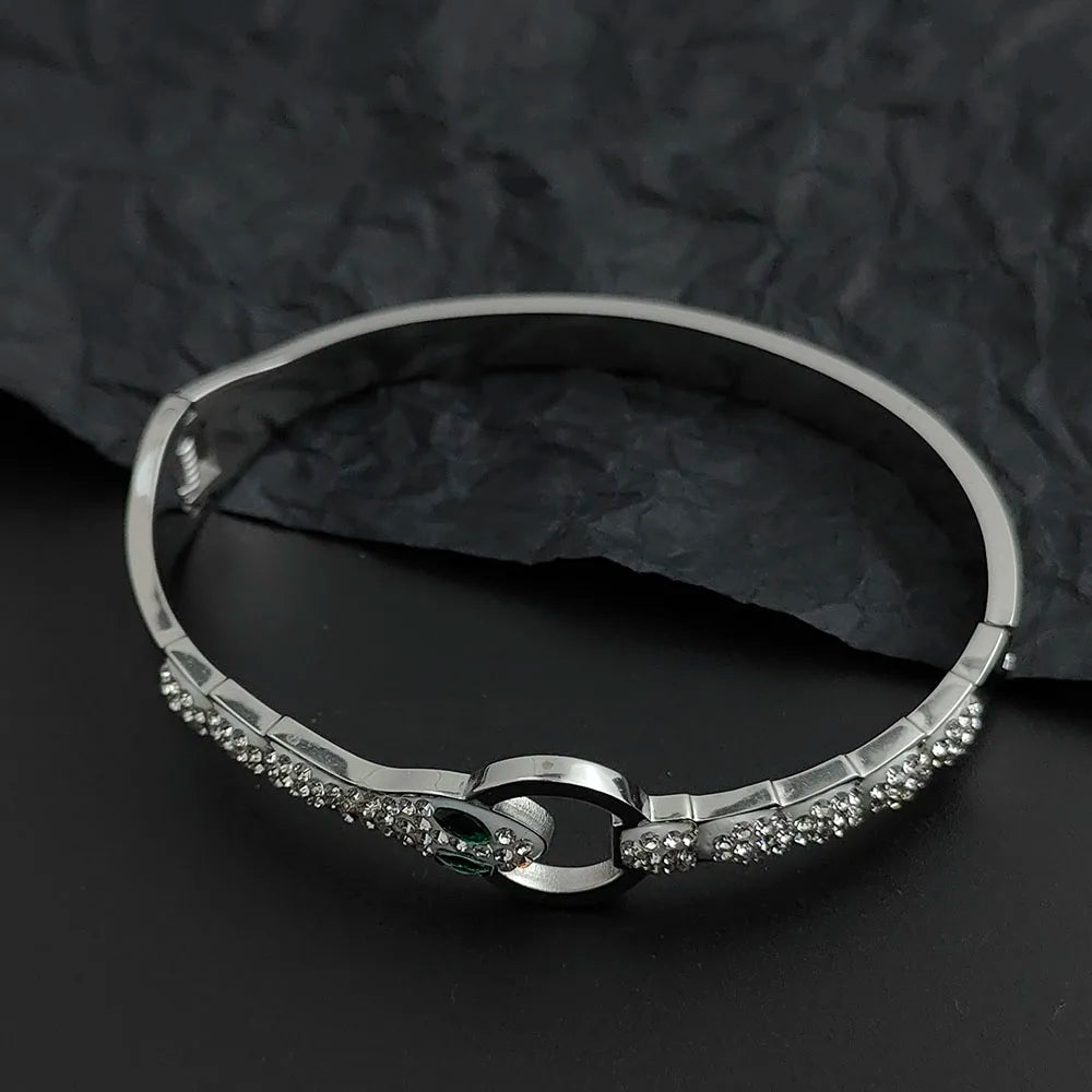 New gypsophila snake shape zircon stainless steel gold-plated bracelet, high quality waterproof silver bracelet for girls